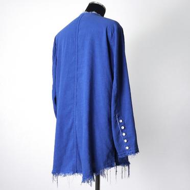 ストレッチリネン平織 ロングシャツジャケット　ROYAL BLUE×WHITE No.6