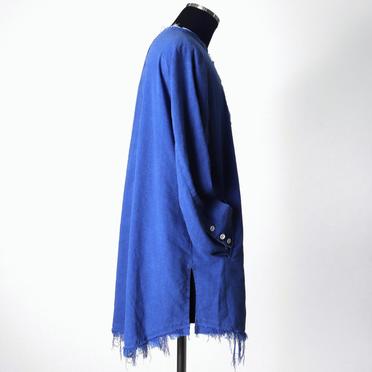 ストレッチリネン平織 ロングシャツジャケット　ROYAL BLUE×WHITE No.7