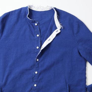 ストレッチリネン平織 ロングシャツジャケット　ROYAL BLUE×WHITE No.10