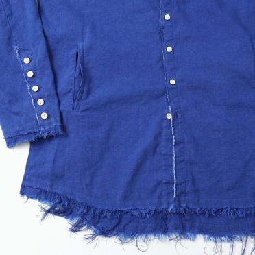 ストレッチリネン平織 ロングシャツジャケット　ROYAL BLUE×WHITE No.11