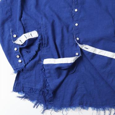 ストレッチリネン平織 ロングシャツジャケット　ROYAL BLUE×WHITE No.12