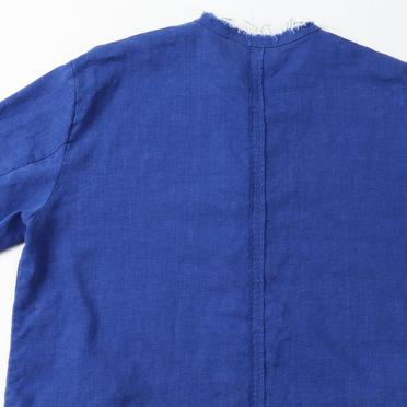 ストレッチリネン平織 ロングシャツジャケット　ROYAL BLUE×WHITE No.13