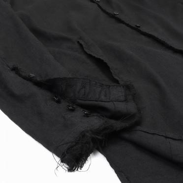 ストレッチリネン平織 ロングシャツジャケット　BLACK No.14