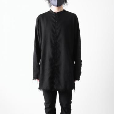 ストレッチリネン平織 ロングシャツジャケット　BLACK No.15