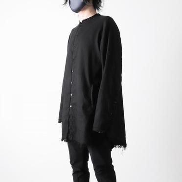 ストレッチリネン平織 ロングシャツジャケット　BLACK No.16