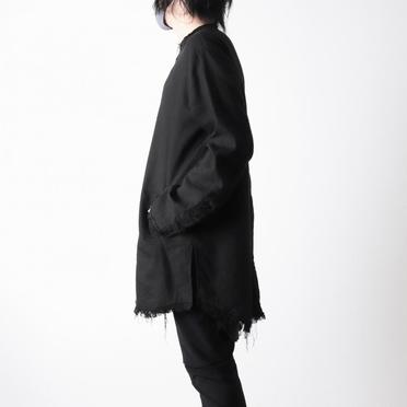 ストレッチリネン平織 ロングシャツジャケット　BLACK No.17