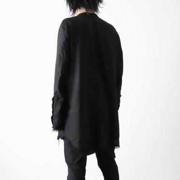 ストレッチリネン平織 ロングシャツジャケット　BLACK No.18