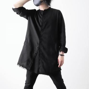 ストレッチリネン平織 ロングシャツジャケット　BLACK No.22