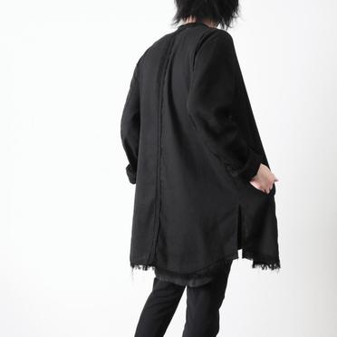 ストレッチリネン平織 ロングシャツジャケット　BLACK No.23