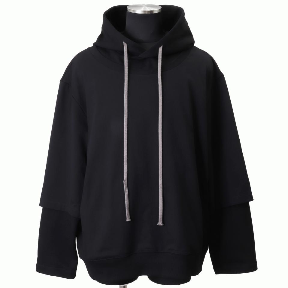 Layered Sweat Hoodie　BLACK