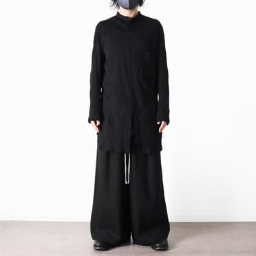ソフトテレコ シワ加工 ロングシャツ　BLACK No.21