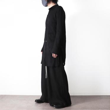 ソフトテレコ シワ加工 ロングシャツ　BLACK No.22