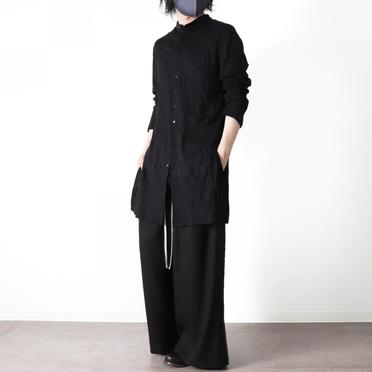 ソフトテレコ シワ加工 ロングシャツ　BLACK No.24