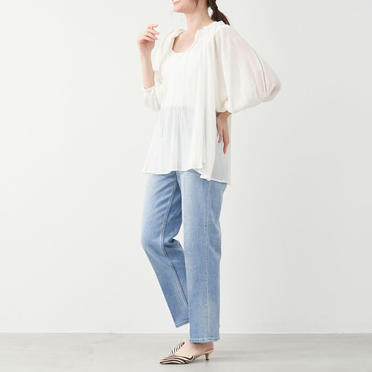 [SALE] 30%OFF　MICA&DEAL 楊柳ギャザーブラウス　OFF WHITE No.5
