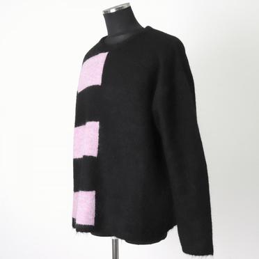 Striped Combi Knit Top　BK×PUR No.2