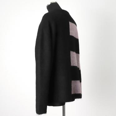 Striped Combi Knit Top　BK×PUR No.4