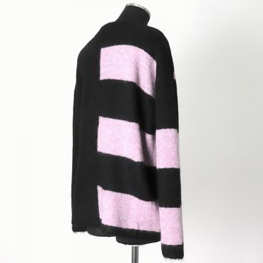 Striped Combi Knit Top　BK×PUR No.6