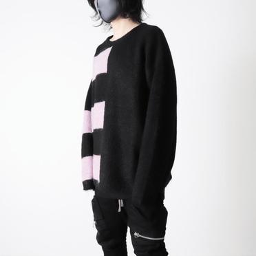 Striped Combi Knit Top　BK×PUR No.14