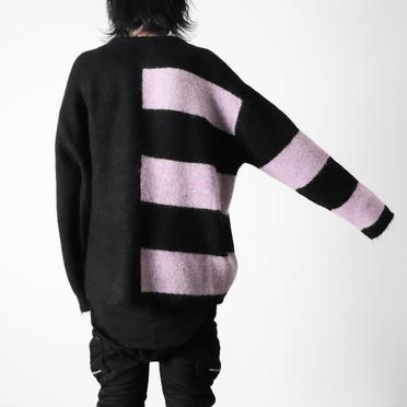 Striped Combi Knit Top　BK×PUR No.18