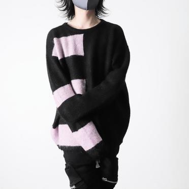 Striped Combi Knit Top　BK×PUR No.21