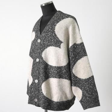 Polka Pattern Knit Cardigan　GY×BG No.2