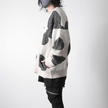 Polka Pattern Knit Cardigan　BG×GY No.14