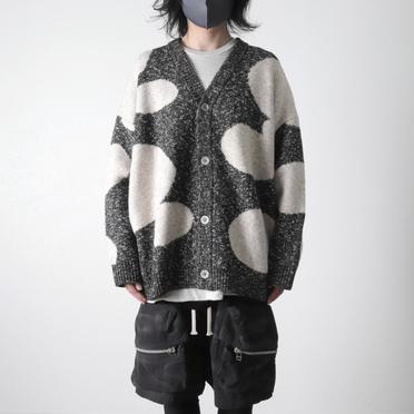 Polka Pattern Knit Cardigan　GY×BG No.13