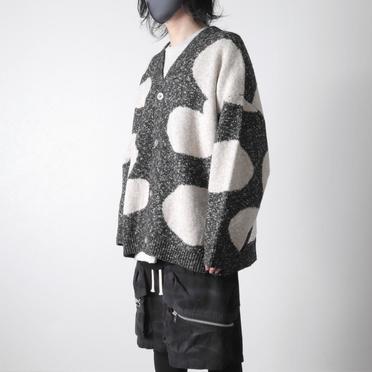 Polka Pattern Knit Cardigan　GY×BG No.15