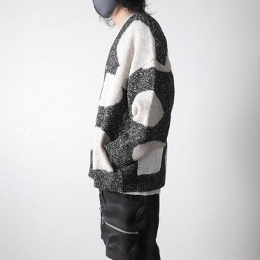 Polka Pattern Knit Cardigan　GY×BG No.16