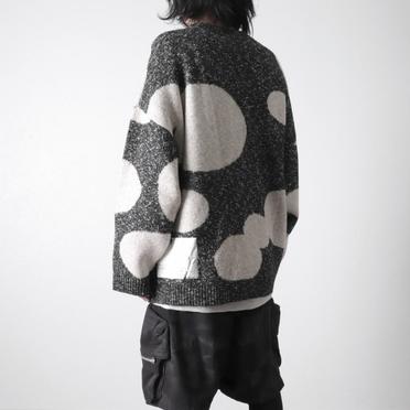 Polka Pattern Knit Cardigan　GY×BG No.17