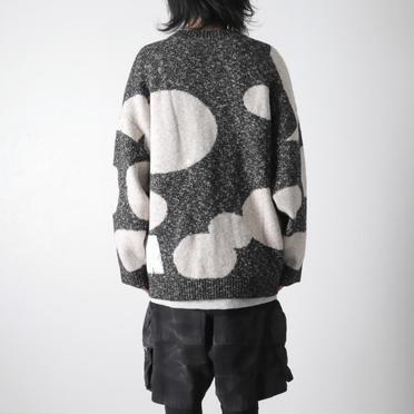 Polka Pattern Knit Cardigan　GY×BG No.18