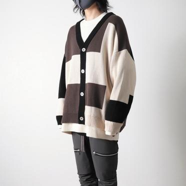 Geo Pattern Knit Cardigan　BK×GY×BG No.16