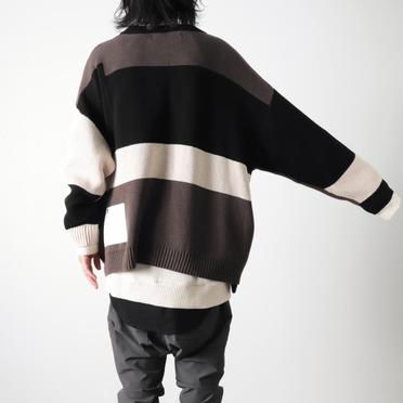 Geo Pattern Knit Cardigan　BK×GY×BG No.20