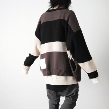 Geo Pattern Knit Cardigan　BK×GY×BG No.23