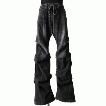 Denim Tuck Slim Baggy Pants　DAMAGE BLACK No.1