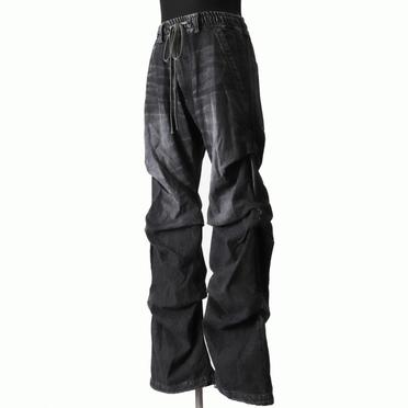 Denim Tuck Slim Baggy Pants　DAMAGE BLACK No.2