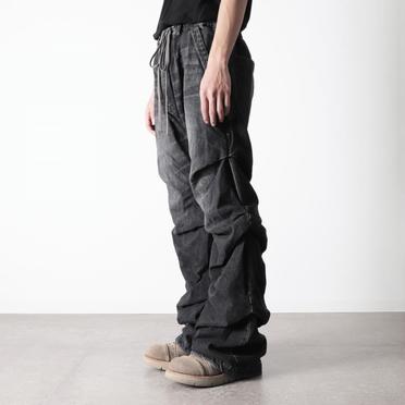 Denim Tuck Slim Baggy Pants　DAMAGE BLACK No.16