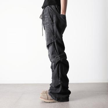 Denim Tuck Slim Baggy Pants　DAMAGE BLACK No.17