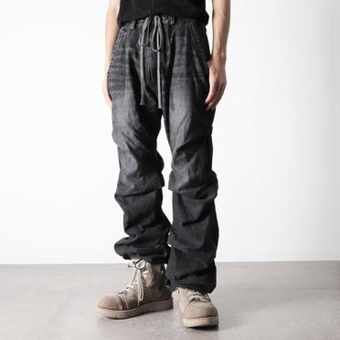 Denim Tuck Slim Baggy Pants　DAMAGE BLACK No.22