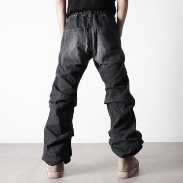 Denim Tuck Slim Baggy Pants　DAMAGE BLACK No.23