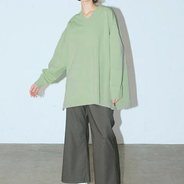 MIDIUMISOLID for Ladies Vネックワイドチュニック　GREEN No.10