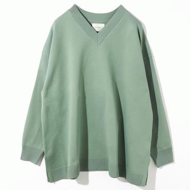 MIDIUMISOLID for Ladies Vネックワイドチュニック　GREEN No.1