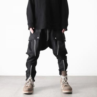 Fake Suede Zip Sarrouel Pants　BLACK No.22