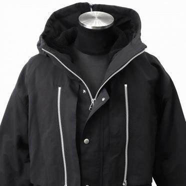 Teddy Fleece Lining Zip Hoodie Coat　BLACK No.8