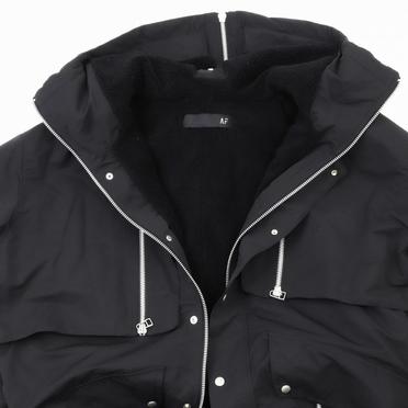 Teddy Fleece Lining Zip Hoodie Coat　BLACK No.16