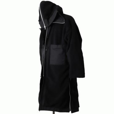 Teddy Fleece Lining Zip Hoodie Coat　BLACK No.20