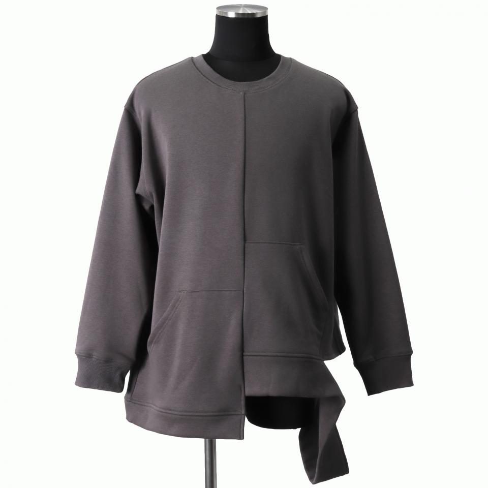 Bomber Heat Asymmetry Crew Neck　D.GREY