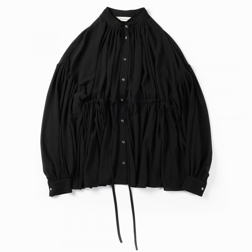 OS GATHERED BLOUSE　BLACK