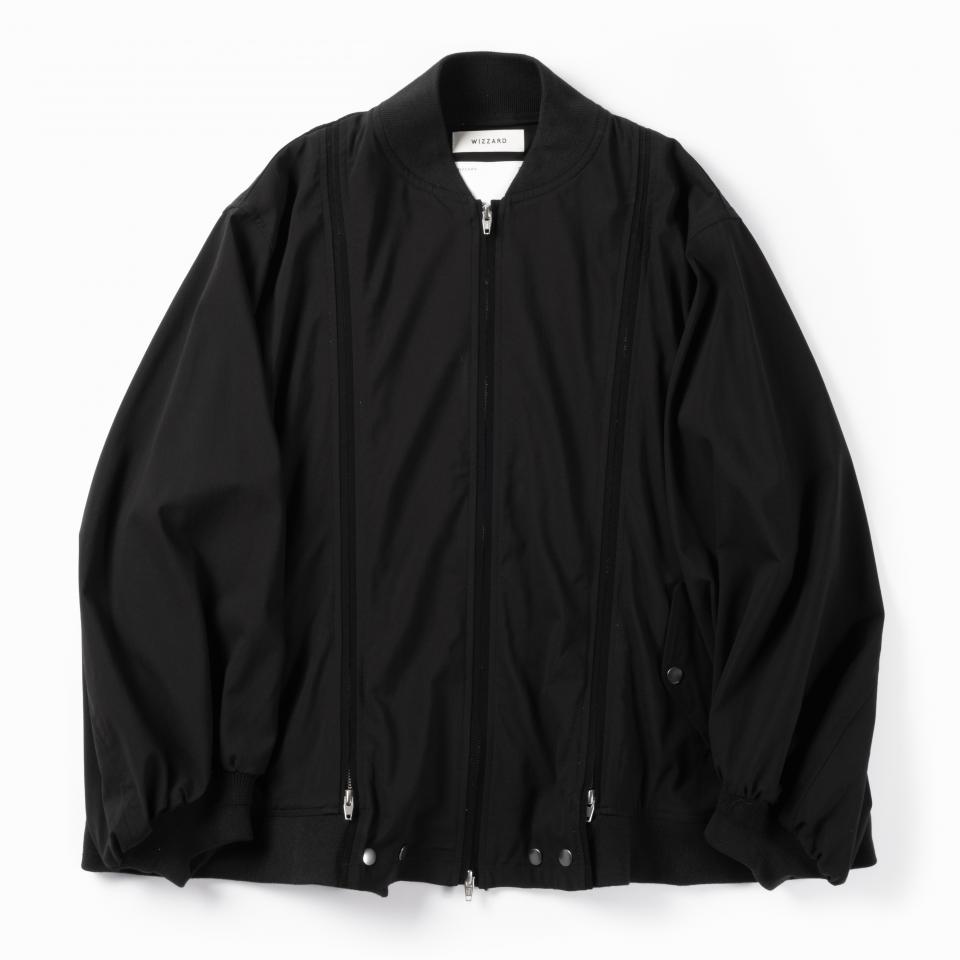 VISCOSE FLARE BOMBER JACKET　BLACK