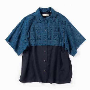 LAYERED LACE SHIRT　BLUE×NAVY No.1